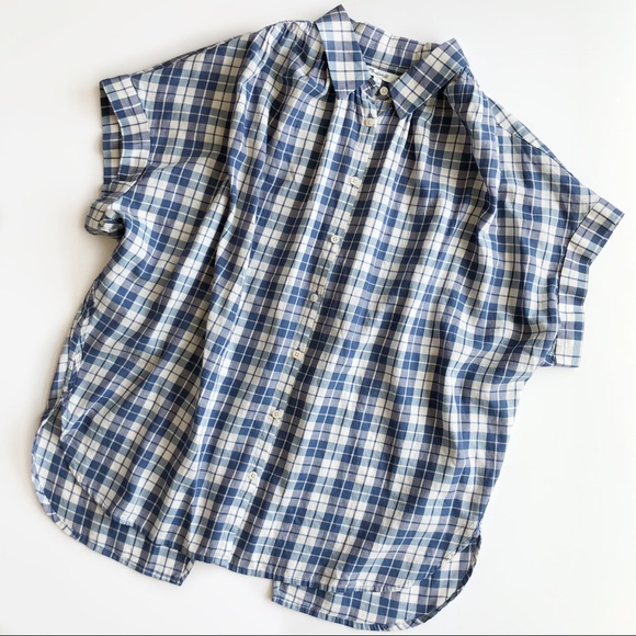 Madewell Tops - NWT Madewell Blue Plaid Flyaway Button Up Top L